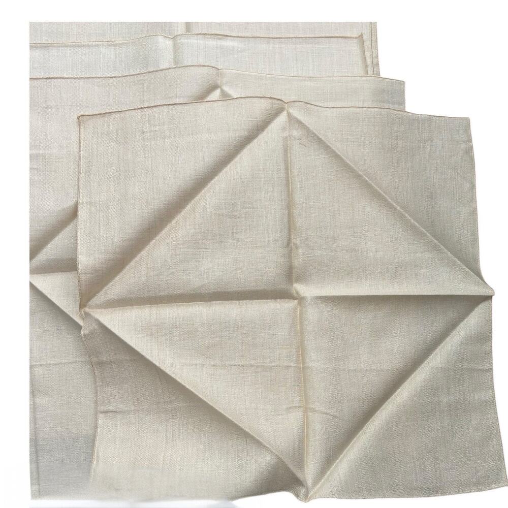 Vintage Kelly Green Pure Linen Tablecloth (52x70) 6 Ivory Linen Napkins NOS* 60s - Picture 4 of 8